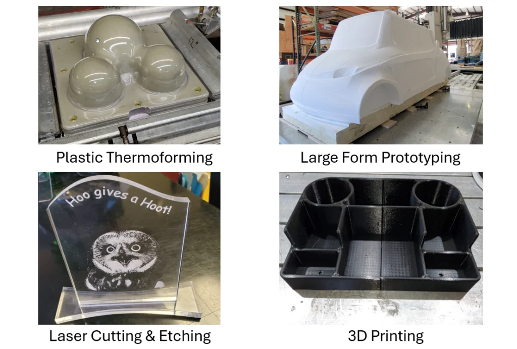 Collage of manufactured plastic components from HOPU's current website